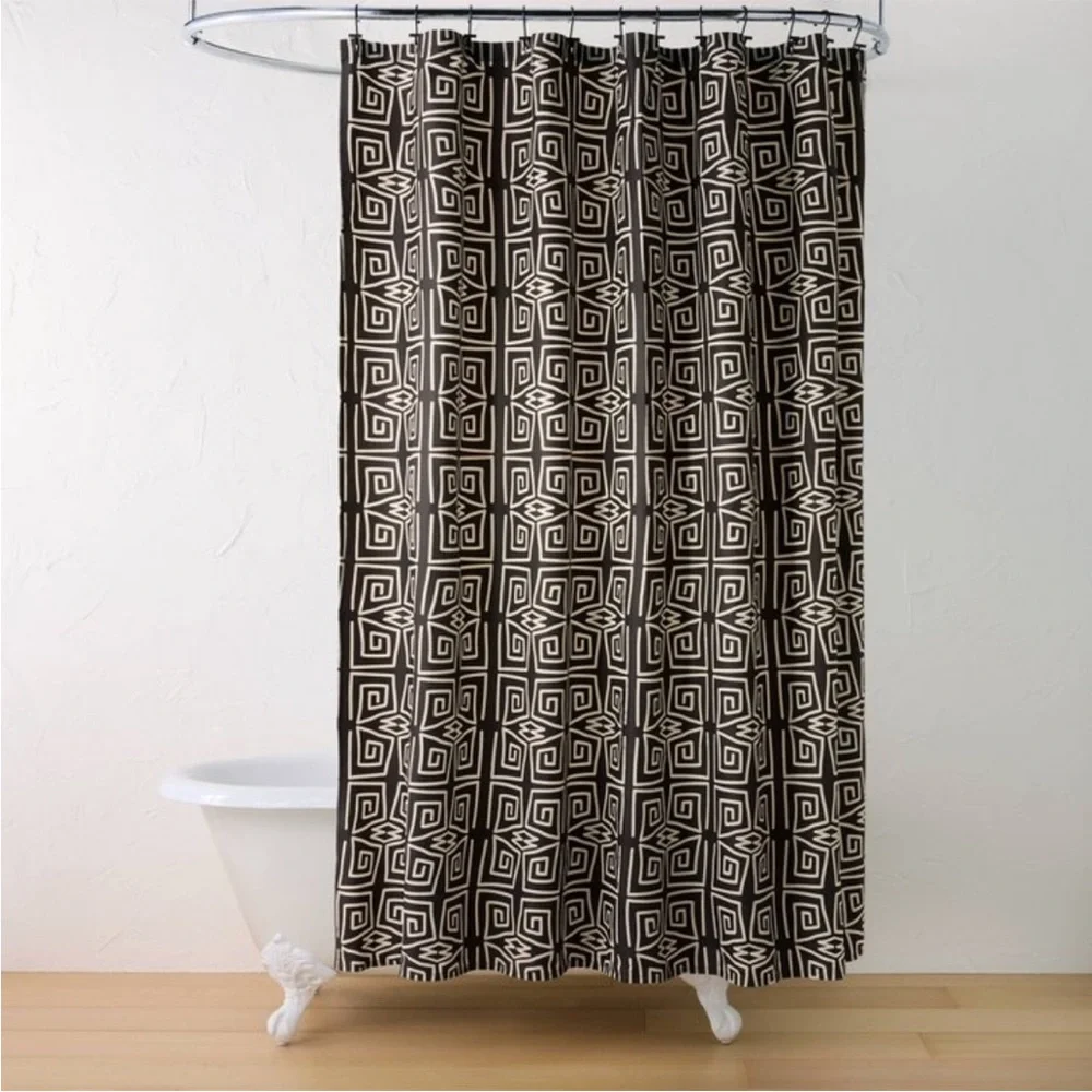 JUNGALOW X OPALHOUSE NWT 13pc shower curtain with hooks -black/white -NO HOOKS